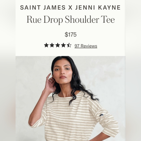 Jenni kayne X Saint James RUE drop shoulder tee oatmeal M - Picture 2 of 11